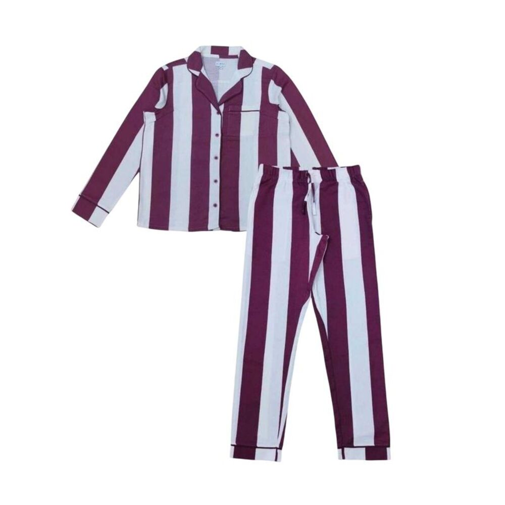 Linea Womens/Ladies HW Stripe Button Pajama Set / Blue